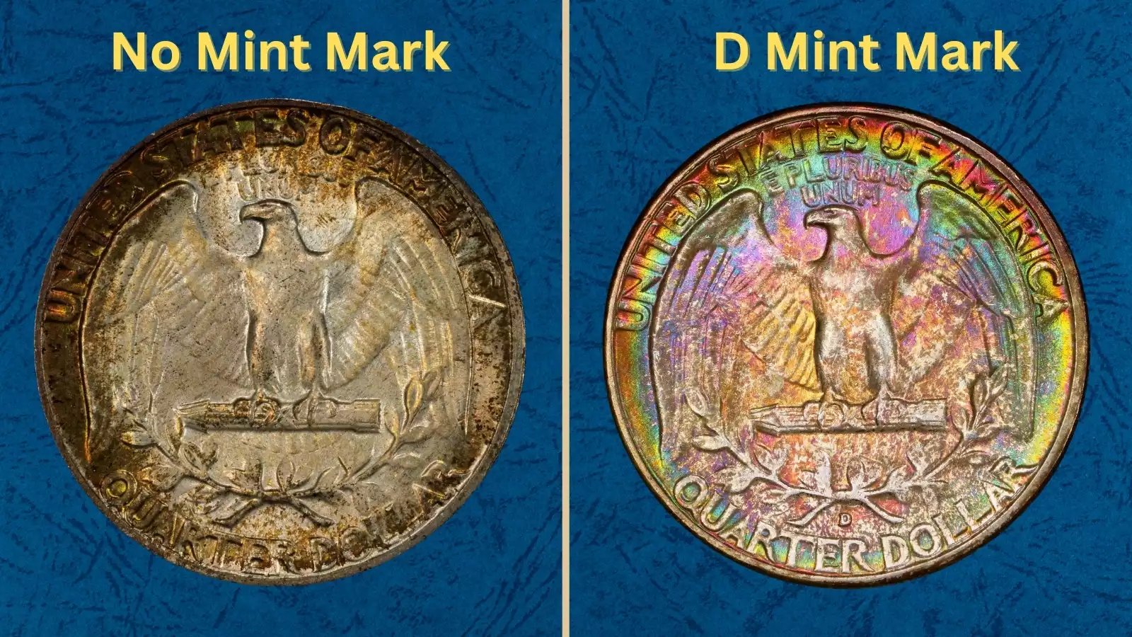 Group of 1949 Washington quarters showing various grades from worn circulated to uncirculated mint state examples
